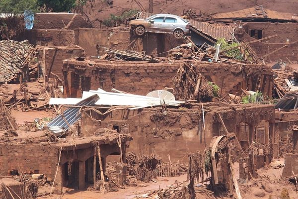 Estragos causados em Bento Rodrigues, distrito de Mariana, que foi atingido por rejeitos da Samarco.Crédito: MÁRCIO FERNANDES/ESTADÃO CONTEÚDO